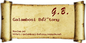 Galambosi Bátony névjegykártya
